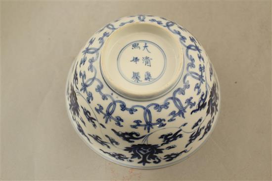 A Chinese blue and white lotus bowl, Kangxi six character mark and of the period (1662-1722), 16cm